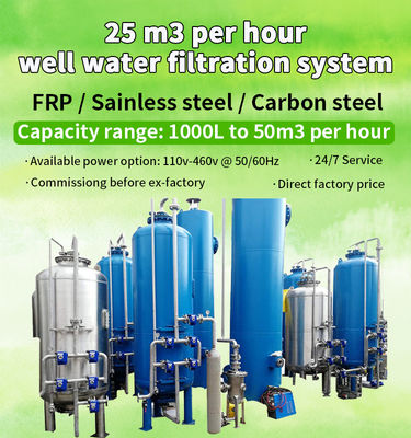 3000L/Hour van de het Waterfilter 110V-460V 60HZ van het ijzermangaan het Koolstofstaalmateriaal