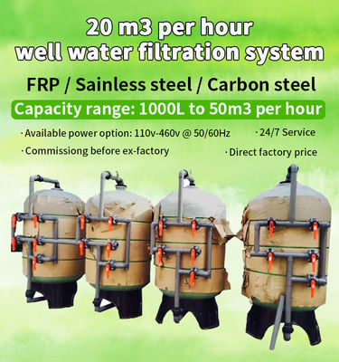 3000L/Hour van de het Waterfilter 110V-460V 60HZ van het ijzermangaan het Koolstofstaalmateriaal